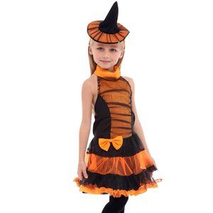 Orange Witch Costume for Little Girls - Adorable and Cute Witch Dress